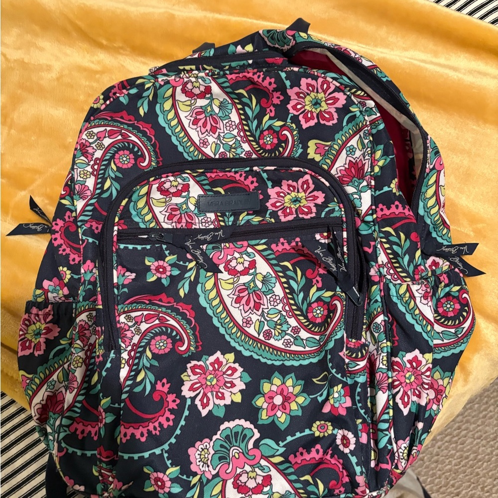Vera Bradley Floral Paisley Backpack - Black and Pink